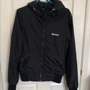 Bench Black Windbreaker with Hood and Zipper